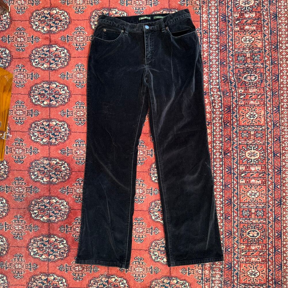 Eddie Bauer Women's 8 Black Velvet Boot Cut‎ 5-Pocket Jeans PRISTINE